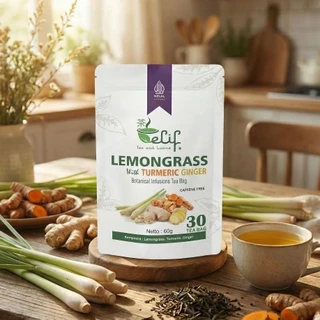 ELIF TEA AND TISANE Teh Serai Kunyit Jahe | Lemongrass Turmeric Ginger Tea | 30 Tea Bag