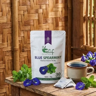 ELIF TEA AND TISANE Blue Spearmint Tea | Teh Spearmint Untuk Jerawat Hormon Flek Hitam | 30 Tea Bag