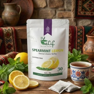 ELIF TEA AND TISANE Spearmint Lemon Tea | Teh Spearmint Lemon | Teh Jerawat Hormonal & Slimming | 30 Tea Bag