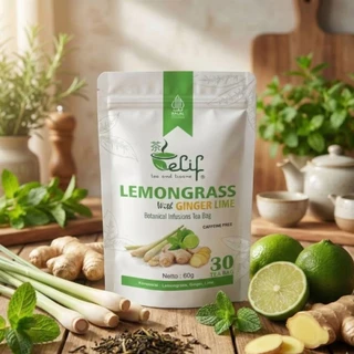ELIF TEA AND TISANE Teh Serai Jahe Jeruk Nipis | Lemongrass Ginger Lime Tea | 30 Tea Bag