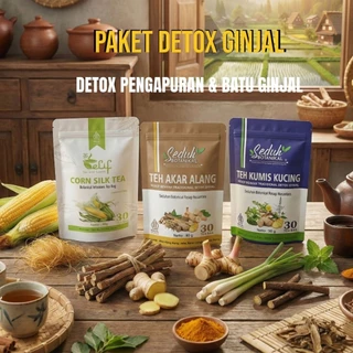 PAKET DETOX GINJAL (TRIPLE POWER) | Teh Kumis Kucing + Teh Akar Alang + Corn Silk Tea