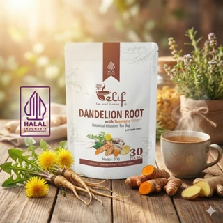 ELIF TEA AND TISANE Dandelion Root Turmeric Ginger Tea | Teh Akar Dandelion Jahe Kunyit | 30 Tea Bag