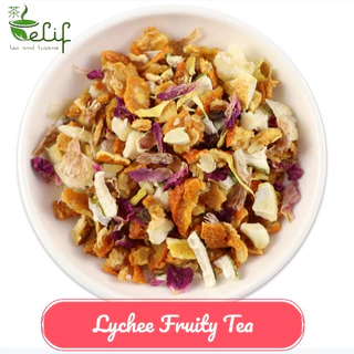 ELIF TEA Big Pack Lychee Fruity Tea : Freeze Dried Lychee, Kumquat, Orange & Apple Cube
