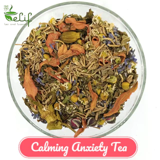 ELIF TEA Big Pack Calming Anxiety Tea : Valerian Root Ashwagandha Passionflower Linden
